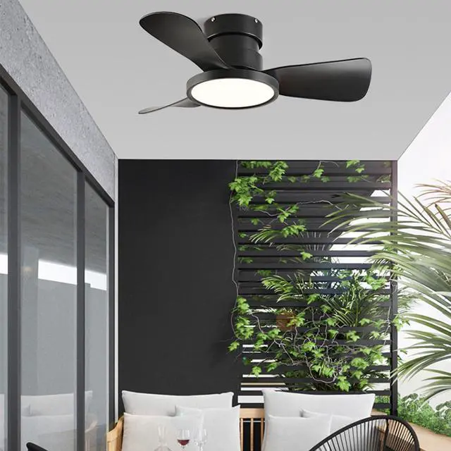 Alt view image 2 of 7 - 20 inch Ceiling Fans with Lights and Remote Flush Mount Low Profile Modern Ceiling Fans, Reversible, 3CCT, Noiseless, LED Ceiling Fan Lighting Fixture for Indoor/Outdoor Use