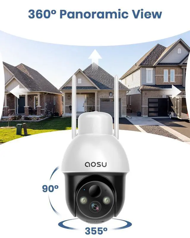 Alt view image 2 of 7 - AOSU 2K Security Camera Indoor Solar Camera Security Outdoor