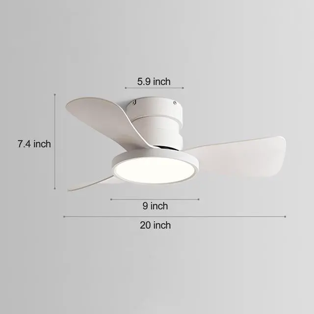 Alt view image 7 of 7 - 20 inch Ceiling Fans with Lights and Remote Flush Mount Low Profile Modern Ceiling Fans, Reversible, 3CCT, Noiseless, LED Ceiling Fan Lighting Fixture for Indoor/Outdoor Use