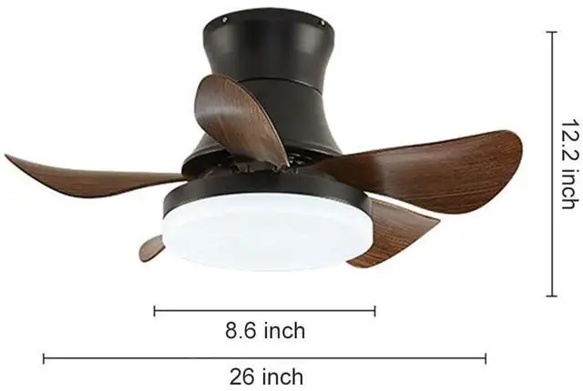 Alt view image 7 of 7 - 26 inch Small Ceiling Fan with Lights, Modern Flush Mount Indoor Ceiling Fans with Lights and Remote, 6 Speed 3 Color, Reversible DC Motor, Low Profile Ceiling Fans for Bedroom Living Room