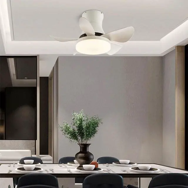 Alt view image 2 of 7 - 26 inch Small Ceiling Fan with Lights, Modern Flush Mount Indoor Ceiling Fans with Lights and Remote, 6 Speed 3 Color, Reversible DC Motor, Low Profile Ceiling Fans for Bedroom Living Room
