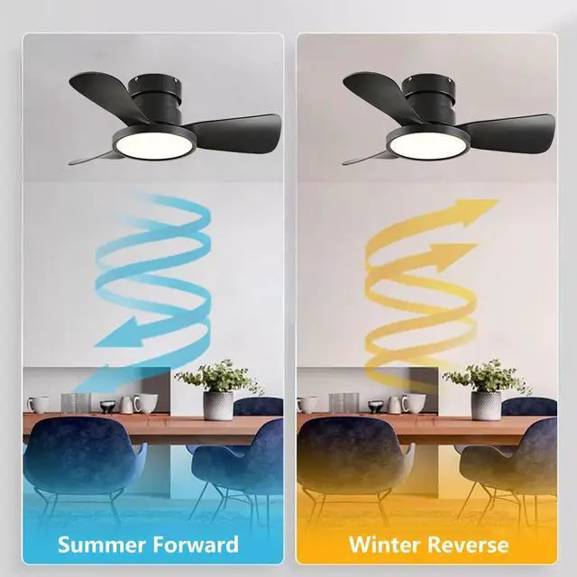Alt view image 5 of 7 - 20 inch Ceiling Fans with Lights and Remote Flush Mount Low Profile Modern Ceiling Fans, Reversible, 3CCT, Noiseless, LED Ceiling Fan Lighting Fixture for Indoor/Outdoor Use