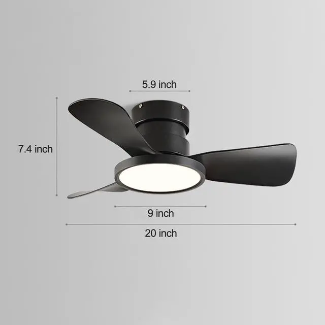 Alt view image 7 of 7 - 20 inch Ceiling Fans with Lights and Remote Flush Mount Low Profile Modern Ceiling Fans, Reversible, 3CCT, Noiseless, LED Ceiling Fan Lighting Fixture for Indoor/Outdoor Use