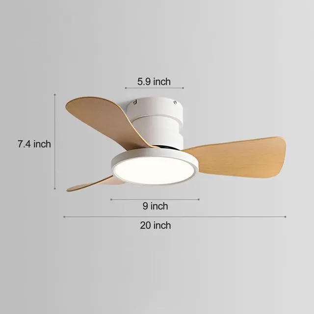 Alt view image 7 of 7 - 20 inch Ceiling Fans with Lights and Remote Flush Mount Low Profile Modern Ceiling Fans, Reversible, 3CCT, Noiseless, LED Ceiling Fan Lighting Fixture for Indoor/Outdoor Use