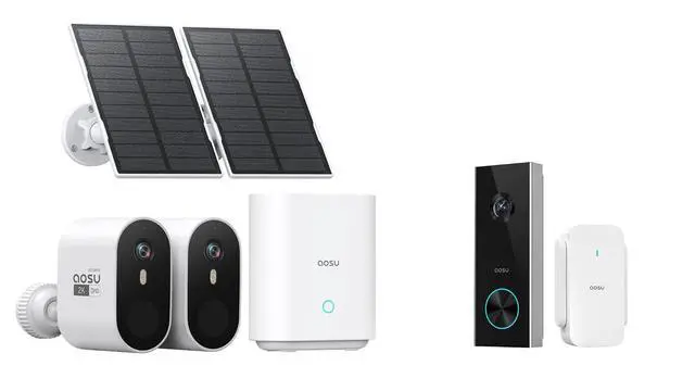 Main image of AOSU SolarCam Pro System 2-Kit + 2K Doorbell Camera - No Monthly Fee