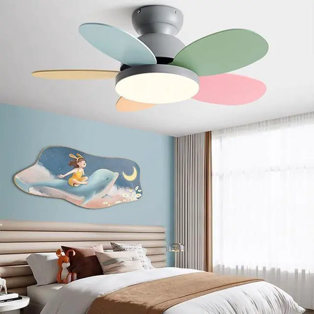 Alt view image 2 of 6 - 36 Inch Remote Ceiling Fan with Lights Modern Flush Mount Bedroom Ceiling Fan Wood Dimmable Smart Fan Light Mute Living Room Ceiling Fan Outdoor Ceiling Fans for Patios with Light