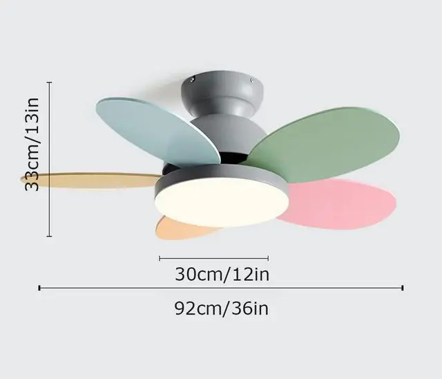 Alt view image 6 of 6 - 36 Inch Remote Ceiling Fan with Lights Modern Flush Mount Bedroom Ceiling Fan Wood Dimmable Smart Fan Light Mute Living Room Ceiling Fan Outdoor Ceiling Fans for Patios with Light
