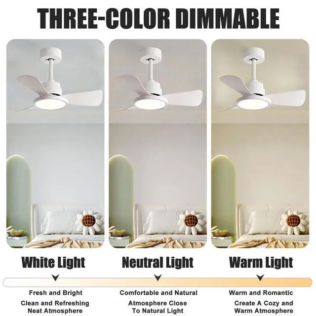 Alt view image 3 of 7 - Ceiling Fans with Lights and Remote 20 inch Modern Smart Ceiling Fans, Reversible, 6CCT, Dimmable, 6 speeds, Timetable, Noiseless Ceiling Fans for Indoor/Outdoor Use