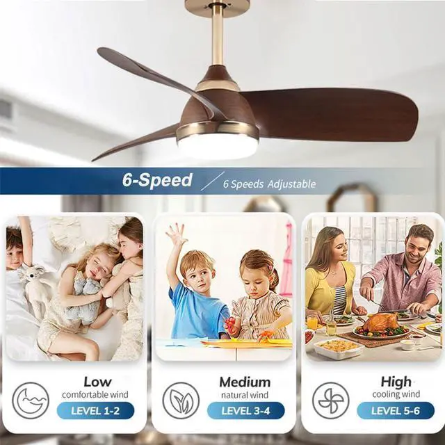 Alt view image 5 of 7 - Modern 24 inch Small Ceiling Fan with Lights Low Profile Ceiling Fan with Lights and Remote 6 Speed 3 Color Dimmable LED Ceiling Fans for Bedroom Living Room Kids Room Small Space