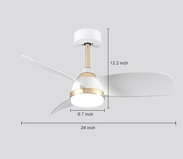 Alt view image 7 of 7 - Modern 24 inch Small Ceiling Fan with Lights Low Profile Ceiling Fan with Lights and Remote 6 Speed 3 Color Dimmable LED Ceiling Fans for Bedroom Living Room Kids Room Small Space