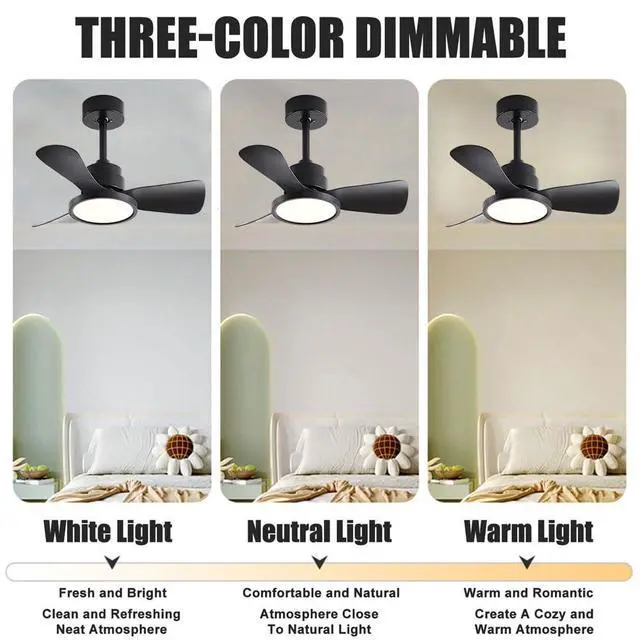 Alt view image 3 of 7 - Ceiling Fans with Lights and Remote 20 inch Modern Smart Ceiling Fans, Reversible, 6CCT, Dimmable, 6 speeds, Timetable, Noiseless Ceiling Fans for Indoor/Outdoor Use