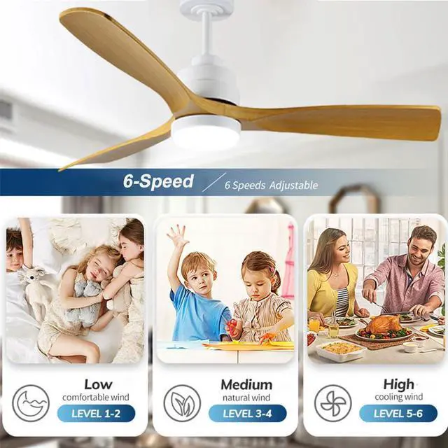 Alt view image 5 of 7 - Ceiling Fan with Lights 36 inch LED Modern Ceiling Fans with Lights and Remote, 6 Speeds, Reversible, 3 Color Dimmable, Retro Ceiling Fan with Lights for Bedroom Living Room