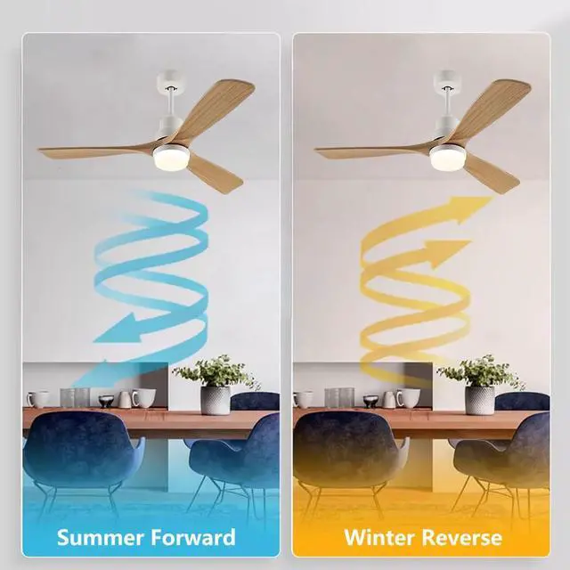 Alt view image 3 of 7 - Wood Ceiling Fan with Lights Industrial Retro 42 inch Ceiling Fan with Light and Remote 3 Color Dimmable, Reversible Mute Farmhouse Ceiling Fan Outdoor Ceiling Fans for patios with Light