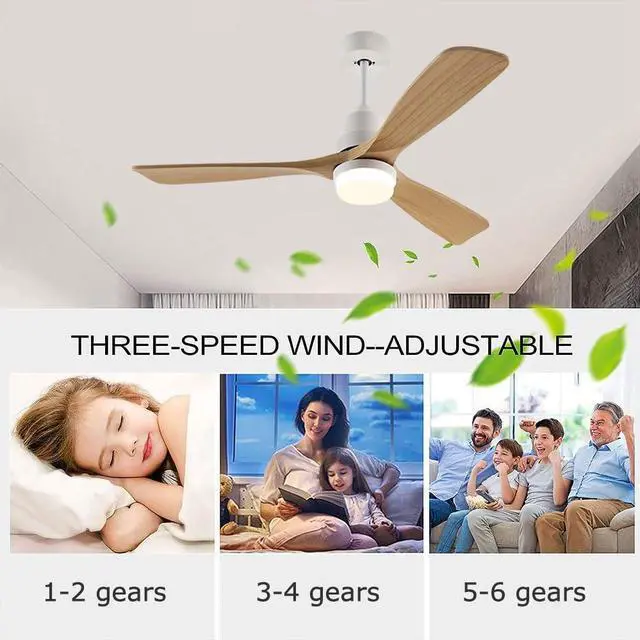 Alt view image 5 of 7 - Wood Ceiling Fan with Lights Industrial Retro 42 inch Ceiling Fan with Light and Remote 3 Color Dimmable, Reversible Mute Farmhouse Ceiling Fan Outdoor Ceiling Fans for patios with Light