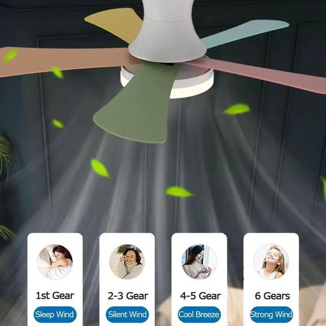 Alt view image 3 of 7 - Ceiling-Mounted Ceiling Fan with Lights 6 Speed Frequency Conversion Smart Ceiling Fan 38 Inch Ceiling Fans with Lights and Remote Outdoor Ceiling Fans for Patios