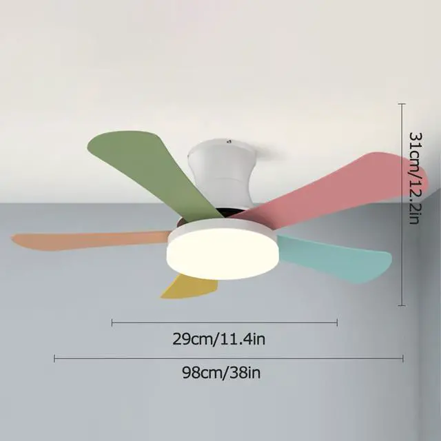 Alt view image 7 of 7 - Ceiling-Mounted Ceiling Fan with Lights 6 Speed Frequency Conversion Smart Ceiling Fan 38 Inch Ceiling Fans with Lights and Remote Outdoor Ceiling Fans for Patios