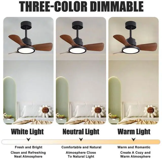 Alt view image 3 of 7 - Ceiling Fans with Lights and Remote 20 inch Modern Smart Ceiling Fans, Reversible, 6CCT, Dimmable, 6 speeds, Timetable, Noiseless Ceiling Fans for Indoor/Outdoor Use