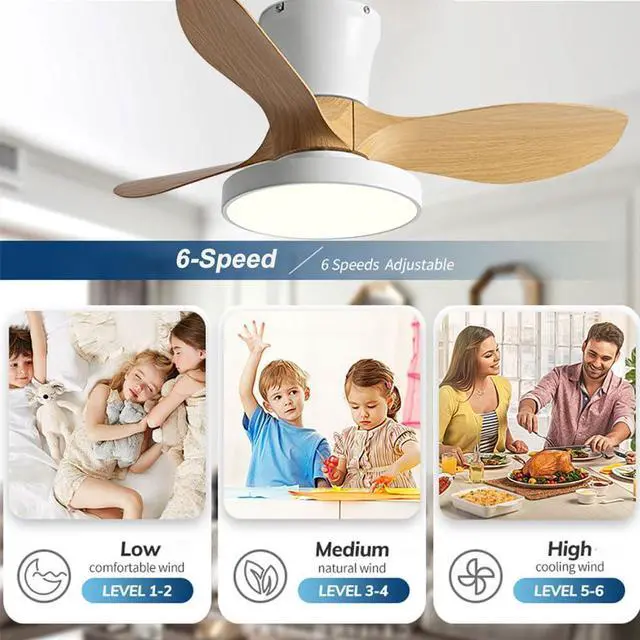 Alt view image 4 of 7 - Flush Mount Ceiling Fans with Lights 36 inch Low Profile Ceiling Fan with Light and Remote Control, Reversible, 3CCT Dimmable, 6 Speeds Small Ceiling Fan for Bedroom Indoor/Outdoor Use