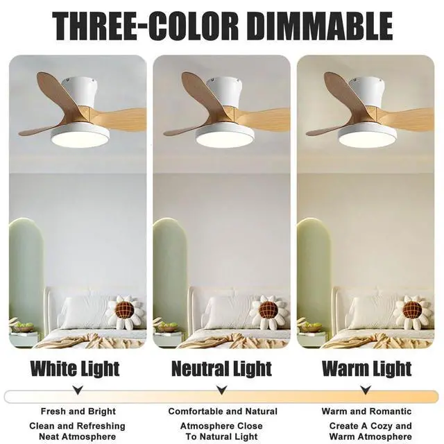 Alt view image 3 of 7 - Flush Mount Ceiling Fans with Lights 36 inch Low Profile Ceiling Fan with Light and Remote Control, Reversible, 3CCT Dimmable, 6 Speeds Small Ceiling Fan for Bedroom Indoor/Outdoor Use