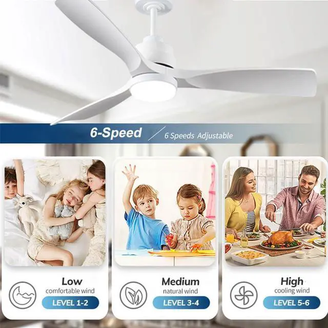 Alt view image 5 of 7 - Ceiling Fan with Lights 36 inch LED Modern Ceiling Fans with Lights and Remote, 6 Speeds, Reversible, 3 Color Dimmable, Retro Ceiling Fan with Lights for Bedroom Living Room