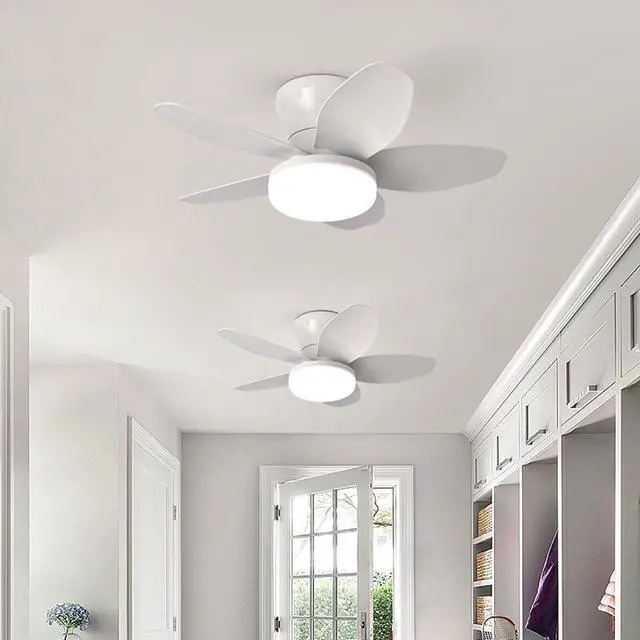Alt view image 2 of 7 - Small Ceiling Fans with Lights 23.6 inch Ceiling Fan with Light and Remote Reversible DC Motor 6 Speed 3 Color Flush Mount Ceiling Fans Low Profile Ceiling Fans for Living Room Kids Room