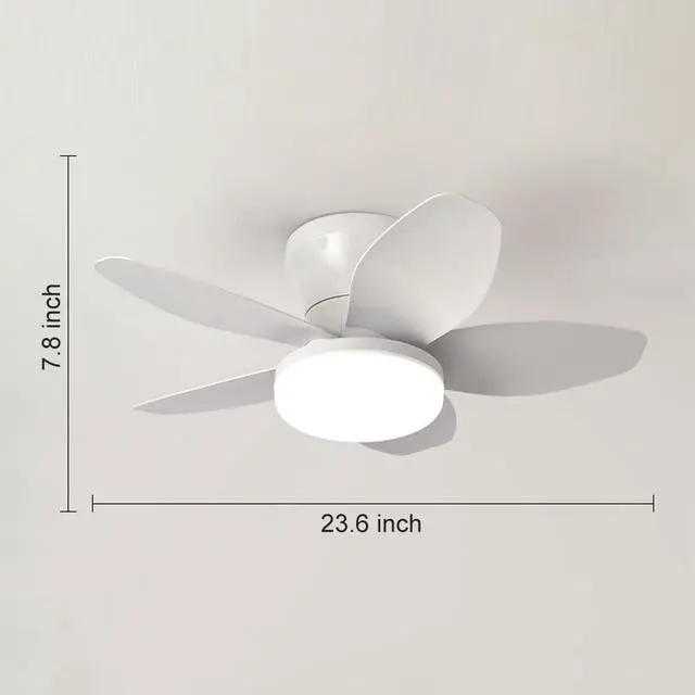 Alt view image 7 of 7 - Small Ceiling Fans with Lights 23.6 inch Ceiling Fan with Light and Remote Reversible DC Motor 6 Speed 3 Color Flush Mount Ceiling Fans Low Profile Ceiling Fans for Living Room Kids Room