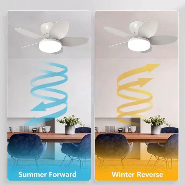 Alt view image 4 of 7 - Small Ceiling Fans with Lights 23.6 inch Ceiling Fan with Light and Remote Reversible DC Motor 6 Speed 3 Color Flush Mount Ceiling Fans Low Profile Ceiling Fans for Living Room Kids Room