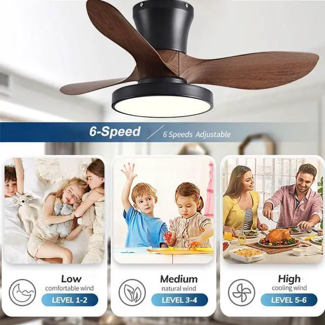 Alt view image 4 of 7 - Flush Mount Ceiling Fans with Lights 36 inch Low Profile Ceiling Fan with Light and Remote Control, Reversible, 3CCT Dimmable, 6 Speeds Small Ceiling Fan for Bedroom Indoor/Outdoor Use