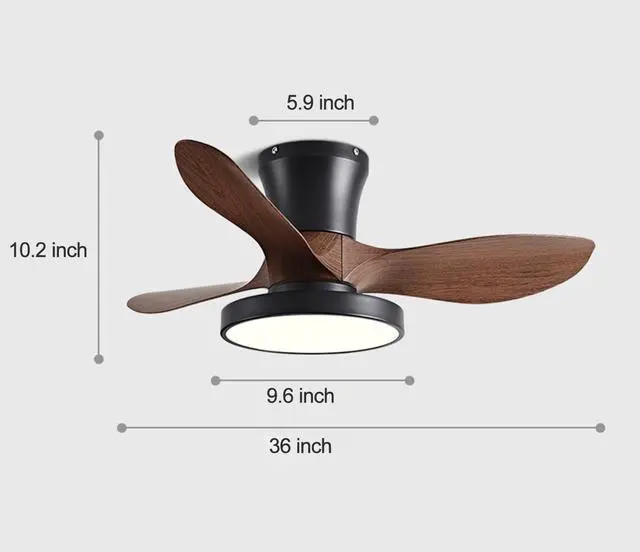 Alt view image 7 of 7 - Flush Mount Ceiling Fans with Lights 36 inch Low Profile Ceiling Fan with Light and Remote Control, Reversible, 3CCT Dimmable, 6 Speeds Small Ceiling Fan for Bedroom Indoor/Outdoor Use