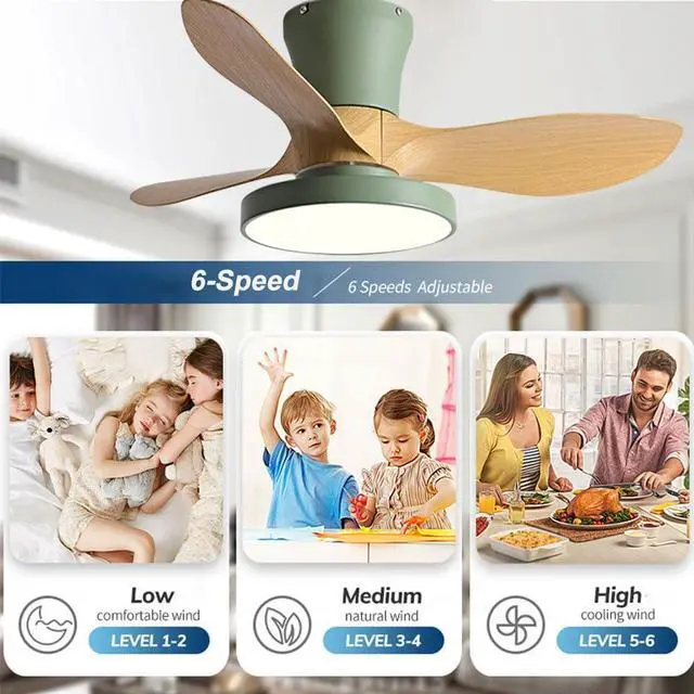 Alt view image 4 of 7 - Flush Mount Ceiling Fans with Lights 36 inch Low Profile Ceiling Fan with Light and Remote Control, Reversible, 3CCT Dimmable, 6 Speeds Small Ceiling Fan for Bedroom Indoor/Outdoor Use