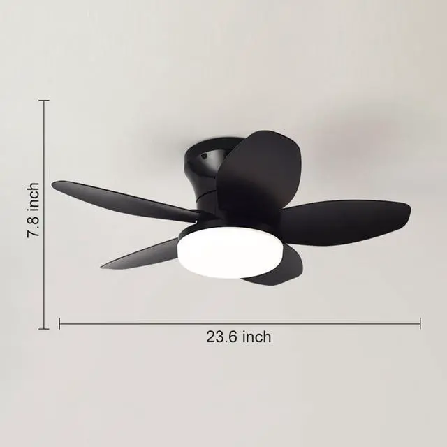 Alt view image 7 of 7 - Small Ceiling Fans with Lights 23.6 inch Ceiling Fan with Light and Remote Reversible DC Motor 6 Speed 3 Color Flush Mount Ceiling Fans Low Profile Ceiling Fans for Living Room Kids Room