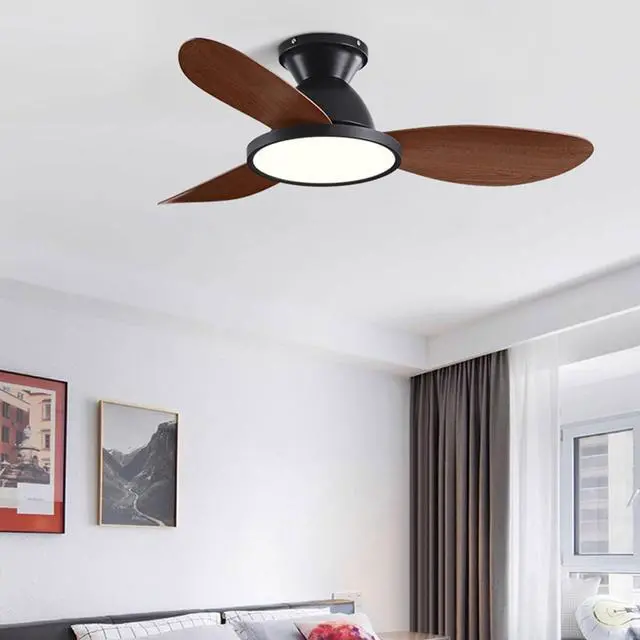 Alt view image 2 of 7 - 36 inch Flush Mount Ceiling Fans with Lights Low Profile Indoor Ceiling Fan with Light and Remote,Noiseless,Reversible DC Motor, 6 Speeds, Dimmable, Modern Ceiling Fans for Bedroom Living Room