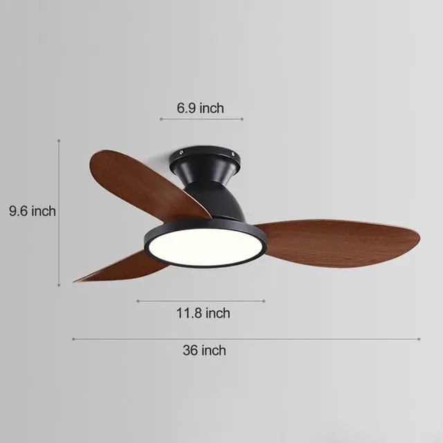 Alt view image 7 of 7 - 36 inch Flush Mount Ceiling Fans with Lights Low Profile Indoor Ceiling Fan with Light and Remote,Noiseless,Reversible DC Motor, 6 Speeds, Dimmable, Modern Ceiling Fans for Bedroom Living Room