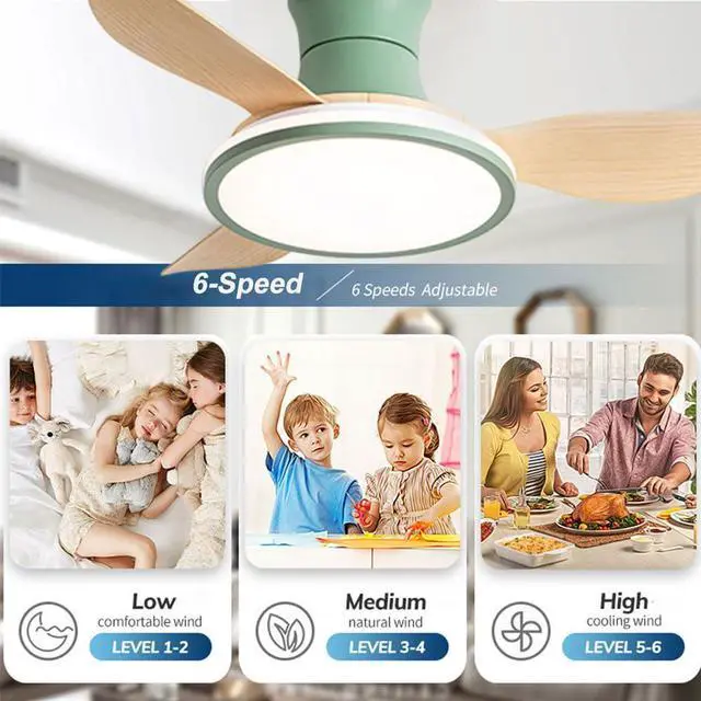 Alt view image 3 of 7 - Flush Mount 36 inch Ceiling Fans with Lights Modern Low Profile Ceiling Fan with Light and Remote, Reversible DC Motor, 6 Speed, 3CCT, Mute Ceiling Fans for Bedroom Living Room