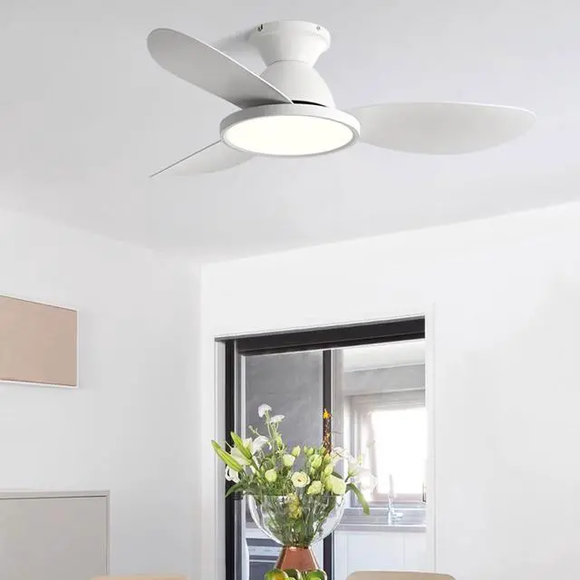 Alt view image 2 of 7 - 36 inch Flush Mount Ceiling Fans with Lights Low Profile Indoor Ceiling Fan with Light and Remote,Noiseless,Reversible DC Motor, 6 Speeds, Dimmable, Modern Ceiling Fans for Bedroom Living Room