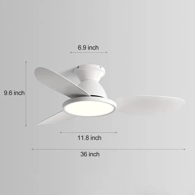 Alt view image 7 of 7 - 36 inch Flush Mount Ceiling Fans with Lights Low Profile Indoor Ceiling Fan with Light and Remote,Noiseless,Reversible DC Motor, 6 Speeds, Dimmable, Modern Ceiling Fans for Bedroom Living Room
