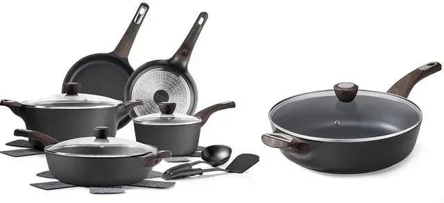Main image of 13.3 Inch Nonstick Frying Pan Skillet with Lid,PFOA PFOS Free,14 Pcs Pots and Pans Set Non stick, Non toxic Healthy Induction Cookware Sets