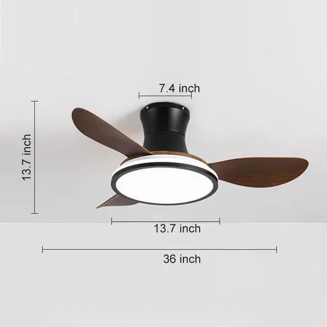 Alt view image 7 of 7 - Flush Mount 36 inch Ceiling Fans with Lights Modern Low Profile Ceiling Fan with Light and Remote, Reversible DC Motor, 6 Speed, 3CCT, Mute Ceiling Fans for Bedroom Living Room