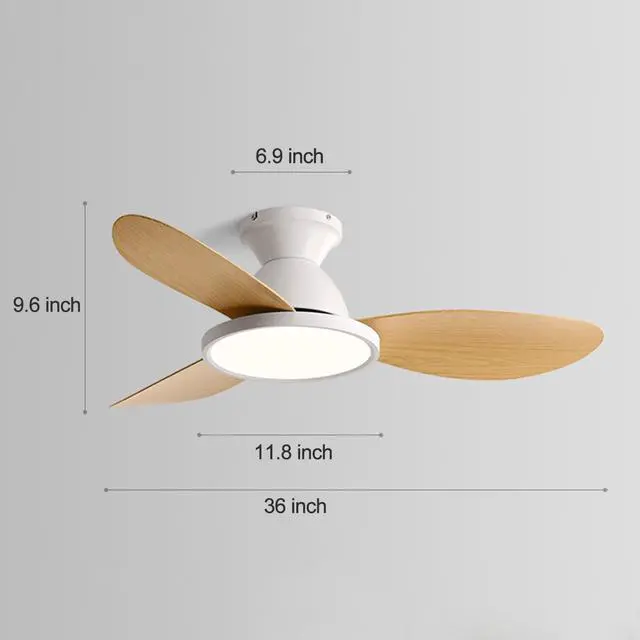Alt view image 7 of 7 - 36 inch Flush Mount Ceiling Fans with Lights Low Profile Indoor Ceiling Fan with Light and Remote,Noiseless,Reversible DC Motor, 6 Speeds, Dimmable, Modern Ceiling Fans for Bedroom Living Room