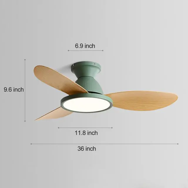 Alt view image 7 of 7 - 36 inch Flush Mount Ceiling Fans with Lights Low Profile Indoor Ceiling Fan with Light and Remote,Noiseless,Reversible DC Motor, 6 Speeds, Dimmable, Modern Ceiling Fans for Bedroom Living Room