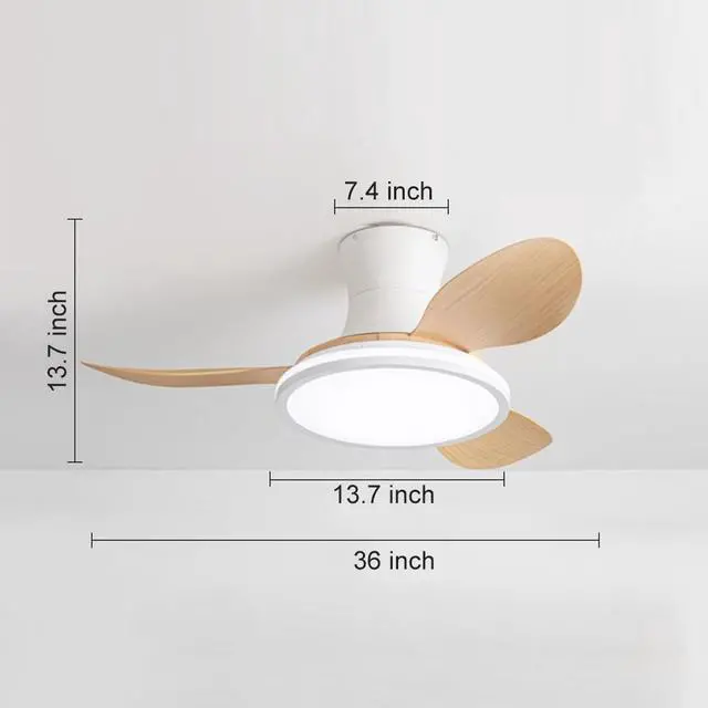 Alt view image 7 of 7 - Flush Mount 36 inch Ceiling Fans with Lights Modern Low Profile Ceiling Fan with Light and Remote, Reversible DC Motor, 6 Speed, 3CCT, Mute Ceiling Fans for Bedroom Living Room