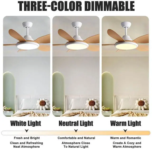 Alt view image 5 of 7 - 42 inch Ceiling Fan with Lights Modern Ceiling Fan With Lights and Remote, 3CCT 6-Speeds Quiet DC Moto, Indoor Low Profile Ceiling Fan for Living Room,Indoor/Outdoor Use
