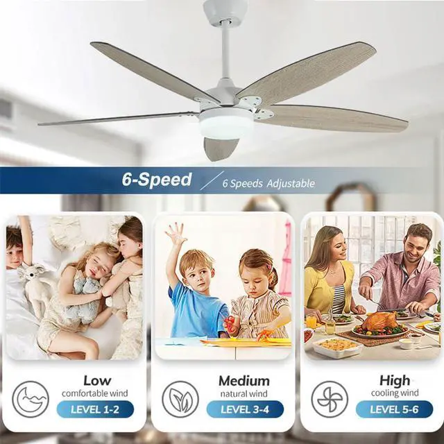 Alt view image 3 of 7 - 36 inch Smart Ceiling Fan with Lights and Remote, Modern Simple Ceiling Fans with Lights, 6 Speed Reversible Quiet DC Motor, 3CCT for Bedroom Living Room Kids Room