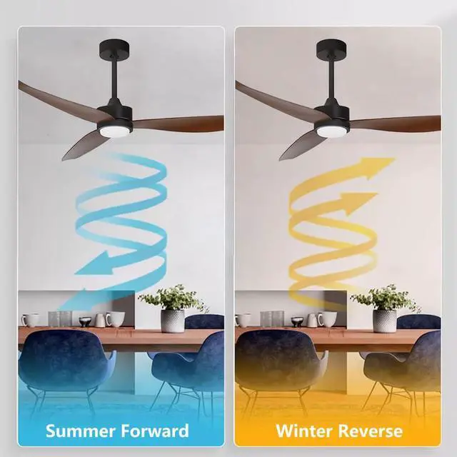 Alt view image 4 of 7 - 46 inch Large air Volume Ceiling Fan with Lights, Modern LED Ceiling Fan with Light and Remote, 6 Speed, 3 Color Dimmable, Reversible, Industrial Ceiling Fan for Bedroom Kitchen Living Room