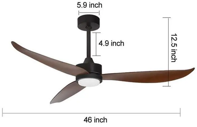 Alt view image 7 of 7 - 46 inch Large air Volume Ceiling Fan with Lights, Modern LED Ceiling Fan with Light and Remote, 6 Speed, 3 Color Dimmable, Reversible, Industrial Ceiling Fan for Bedroom Kitchen Living Room