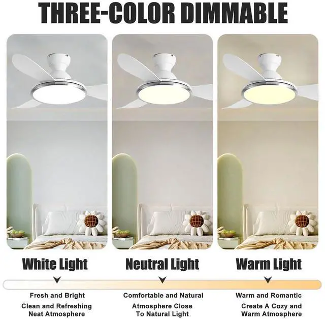 Alt view image 5 of 7 - Ceiling Fan with Lights, 36 inch Ceiling Fan with Lights and Remote, Reversible Blades, Quiet Motor, LED Dimmable Modern Ceiling Fans for Bedroom,Indoor/Outdoor Patio Use