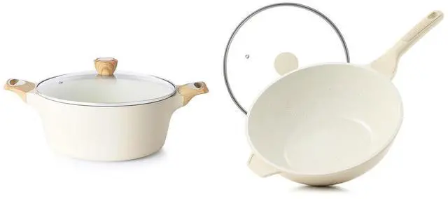 Main image of 2.6 Quarts Ceramic Nonstick Stock Pot with Lid, Healthy Non Toxic Chef Pan,4.5 Quart Ceramic Nonstick Wok Pan with Lid,Induction Skillet