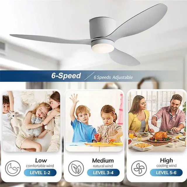 Alt view image 3 of 7 - Low Profile Ceiling Fans with Lights 36 inch Flush Mount Ceiling Fan with Lights and Remote, 3CCT Dimmable, 6 Speed, Reversible Modern Ceiling Fans with Light for Bedroom Living Room