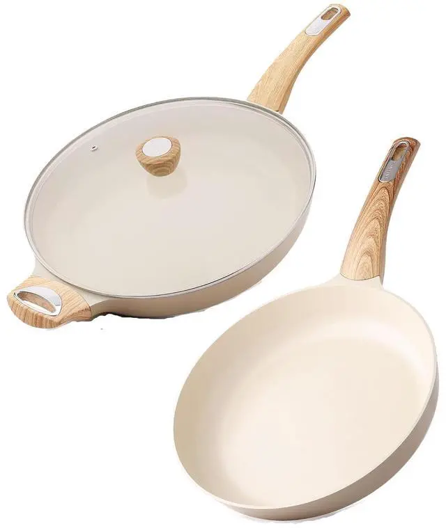 Main image of 9.5in/12.5in Ceramic Nonstick Frying Pans with 12.5in Glass Lid