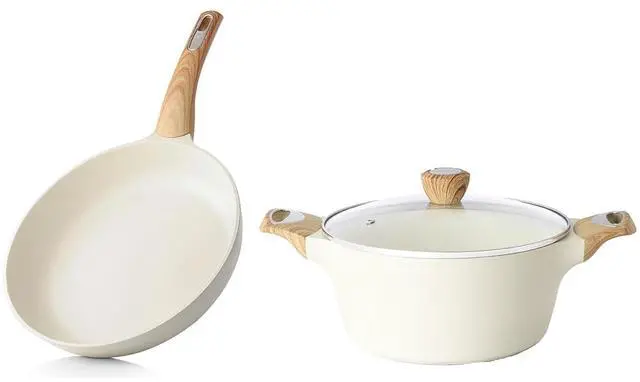 Main image of 9.5Inch Ceramic Nonstick Frying Pan Skillet,Free of Intentionally Added PFOA/PFAS/PTFE,4.5QT Ceramic Nonstick Stock Pot with Lid,Induction Compatible